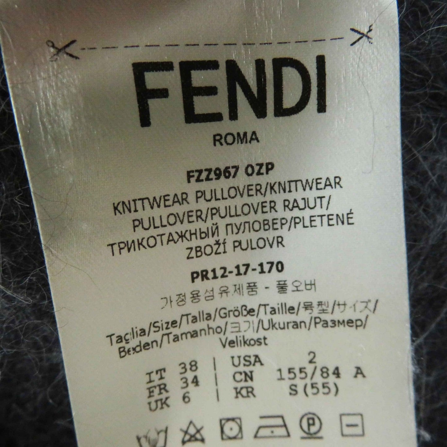 FENDI knit FZZ967 Angola Charcoal gray 38