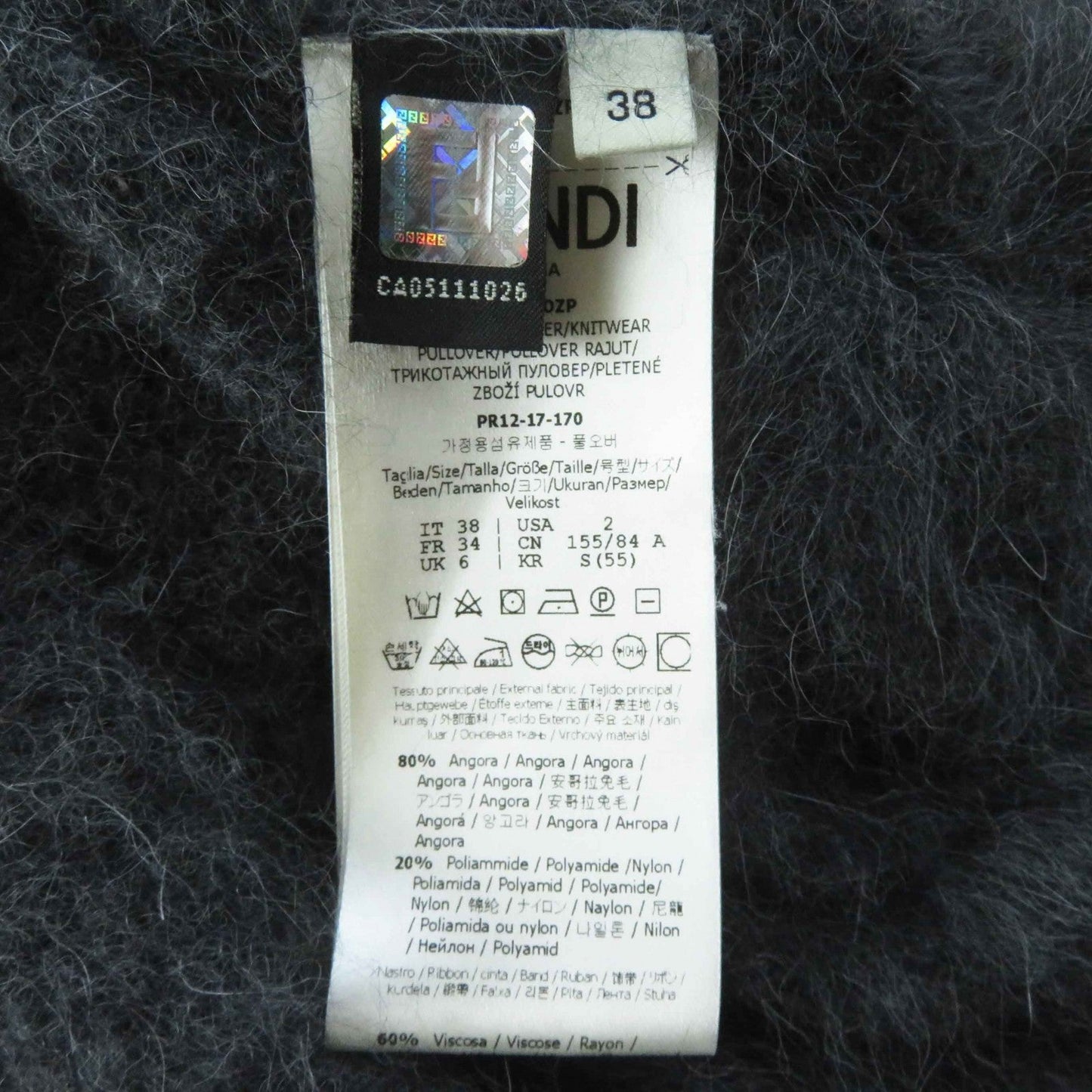 FENDI knit FZZ967 Angola Charcoal gray 38
