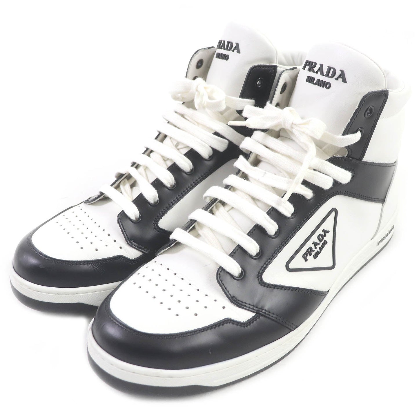PRADA High cut sneakers 2TE182 leather White black 10
