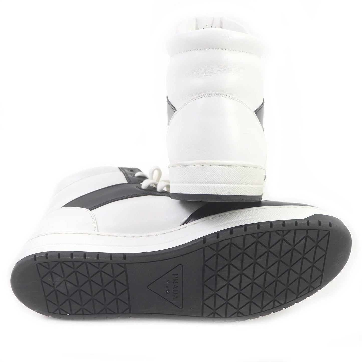 PRADA High cut sneakers 2TE182 leather White black 10