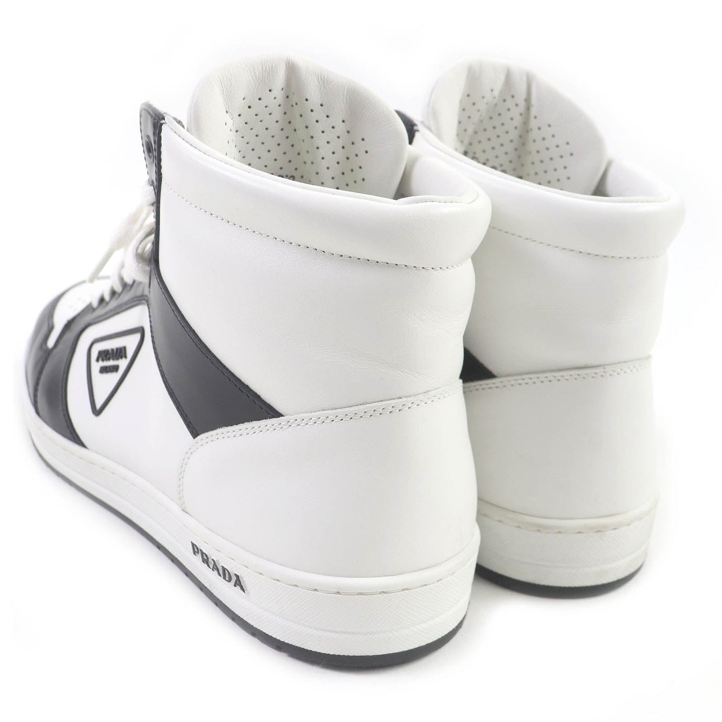 PRADA High cut sneakers 2TE182 leather White black 10