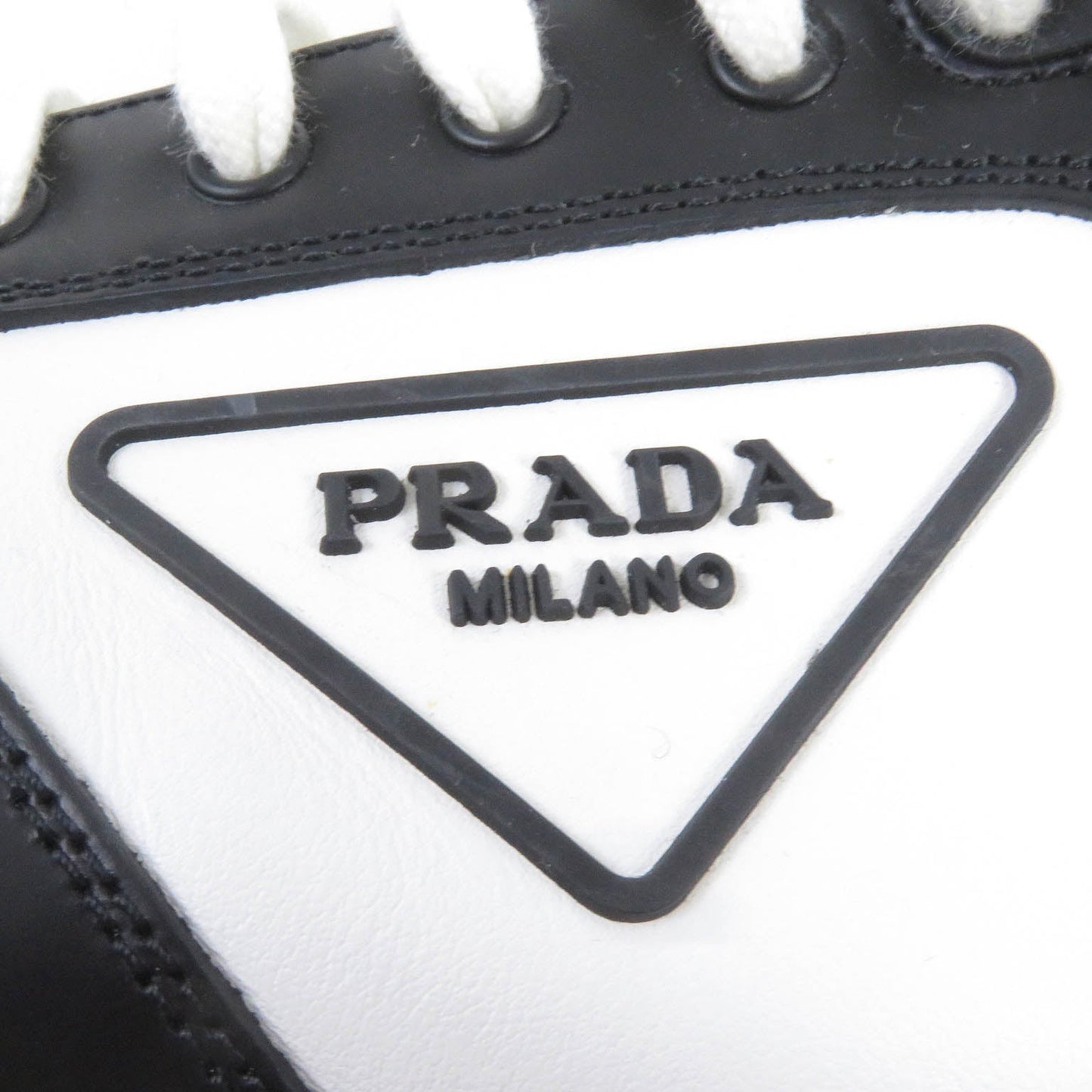 PRADA High cut sneakers 2TE182 leather White black 10