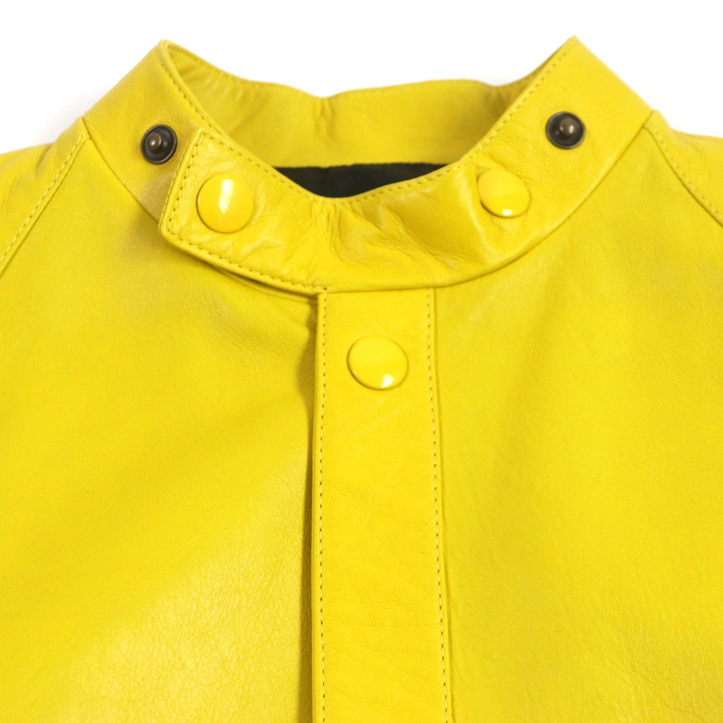 PRADA Leather coat UPS564 Lamb leather yellow S