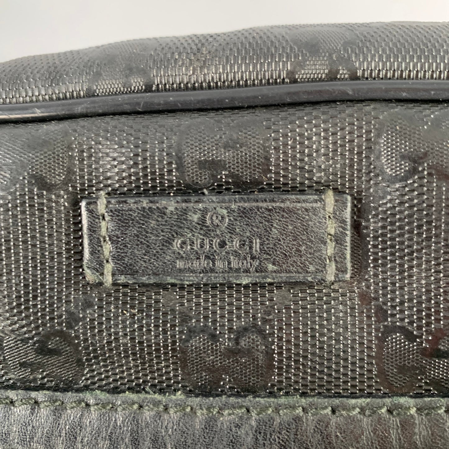 GUCCI Black Logo Monogram Nylon Crossbody Bag
