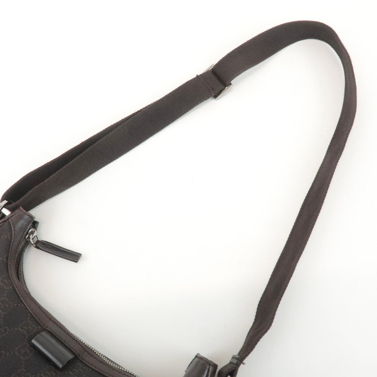 GUCCI GG Denim Leather Shoulder Bag Crossbody Dark Brownk