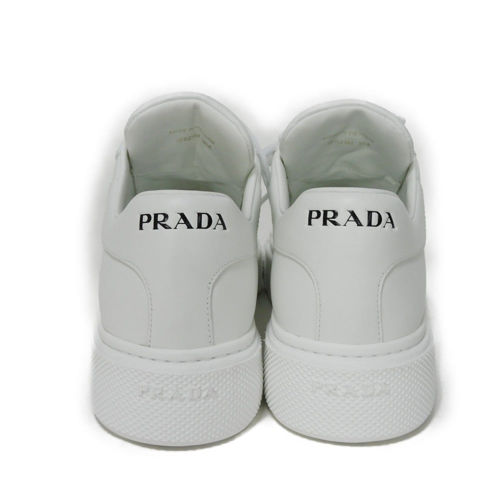 PRADA sneakers 1E621M Calf leather white Plat form logo print low tops Women 38.5 Used