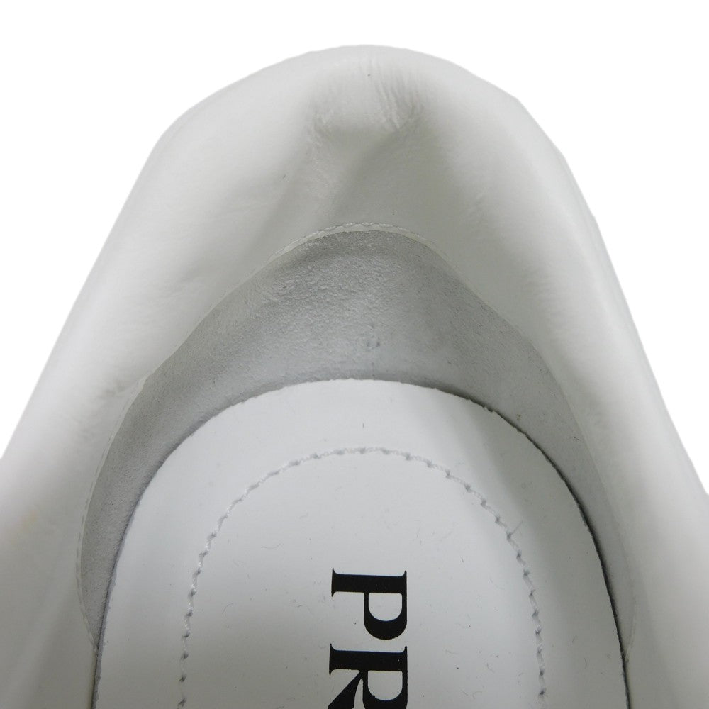 PRADA sneakers 1E621M Calf leather white Plat form logo print low tops Women 38.5 Used