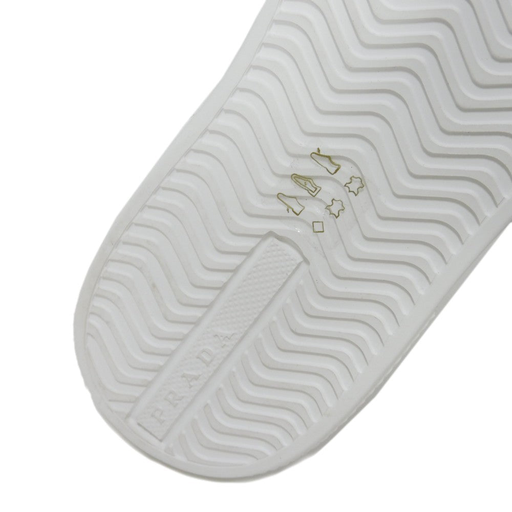 PRADA sneakers 1E621M Calf leather white Plat form logo print low tops Women 38.5 Used