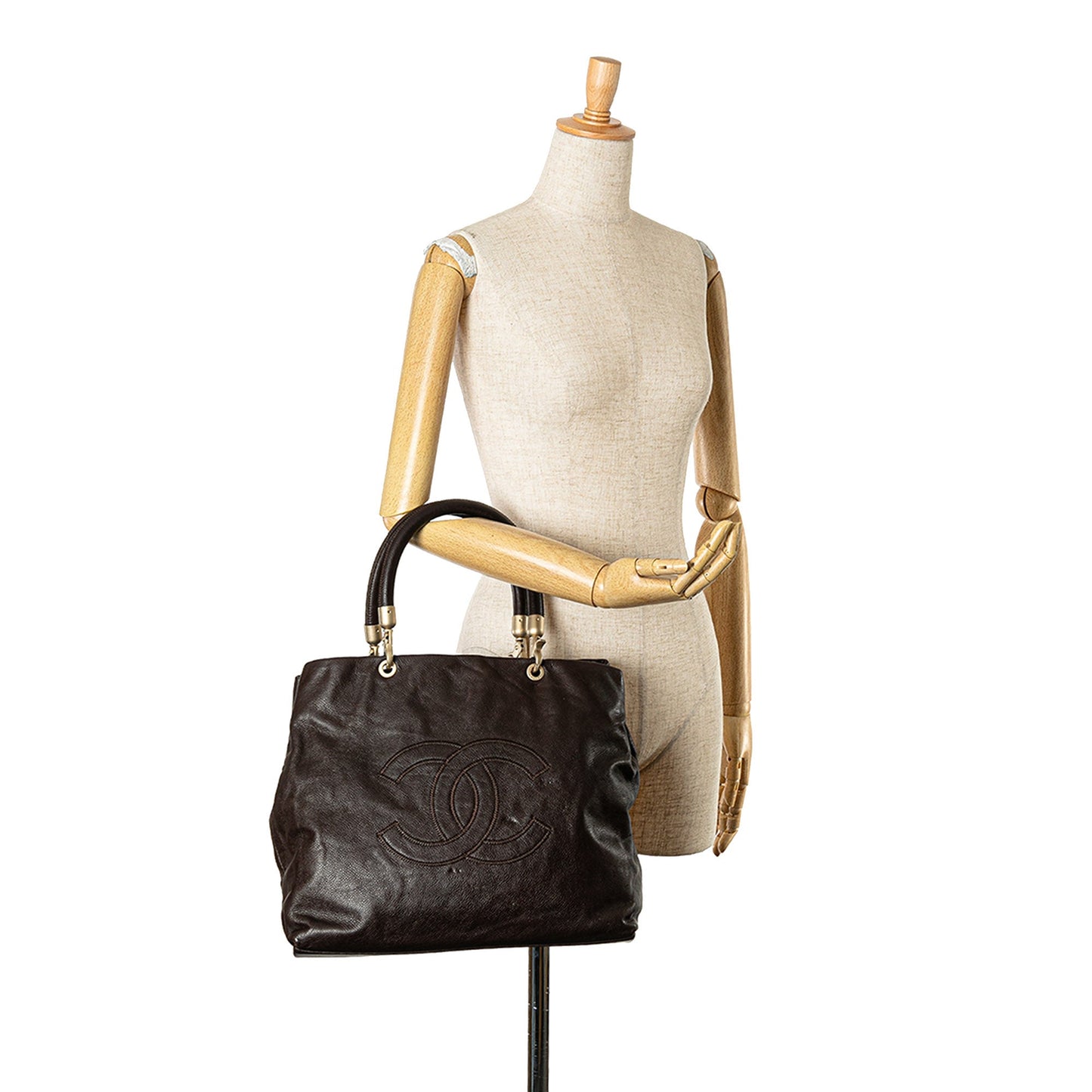Brown Chanel CC Caviar Tote