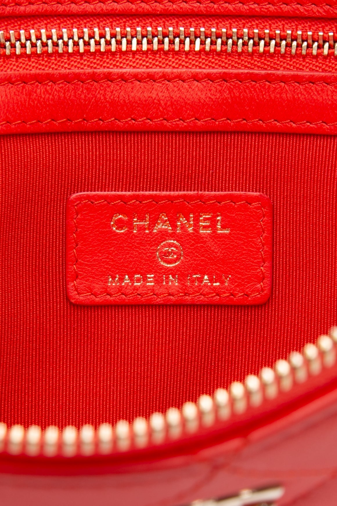 CHANEL Coral Lambskin Quilted Medium O Case Clutch