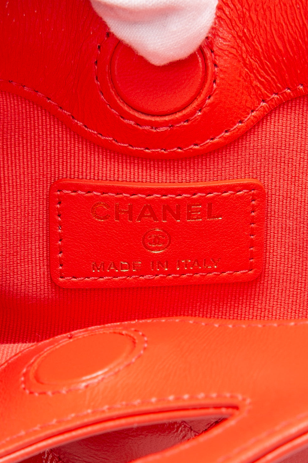 CHANEL Coral Red Shiny Lambskin Quilted Mini 31 Clutch with Chain (New)