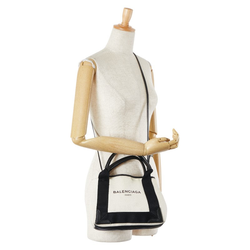 Balenciaga Canvas Leather Navy Cabas XS 2way Bag 390346