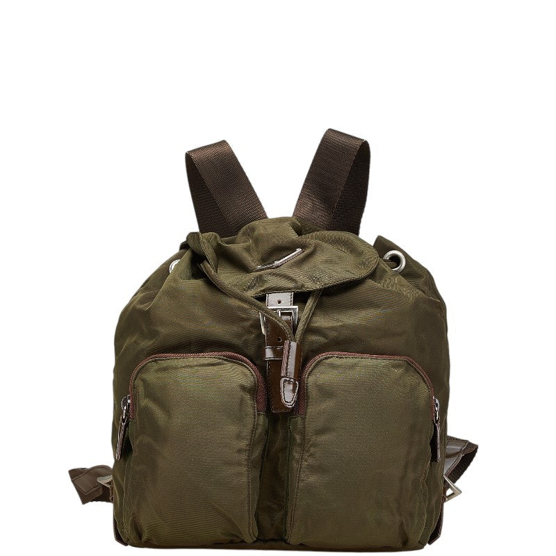 Prada Nylon Leather Triangle Logo Plate Backpack