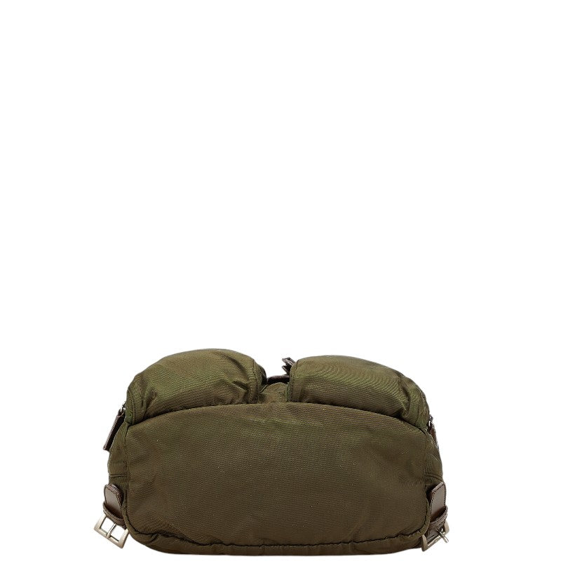 Prada Nylon Leather Triangle Logo Plate Backpack