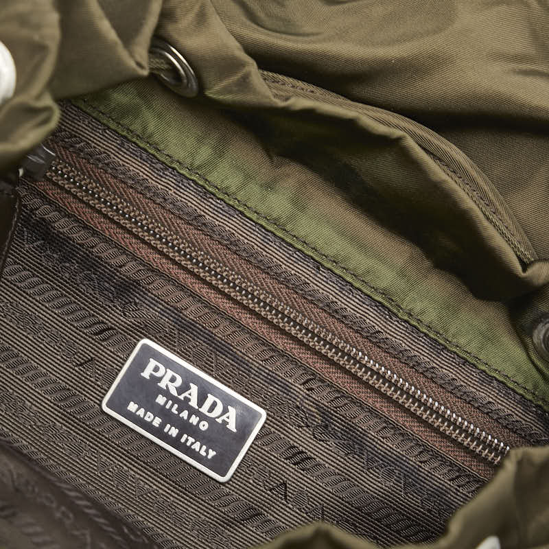 Prada Nylon Leather Triangle Logo Plate Backpack