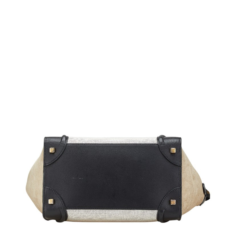 Celine Leather Canvas Suede Luggage Mini Shopper Handbag