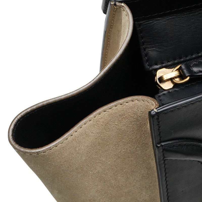 Celine Leather Canvas Suede Luggage Mini Shopper Handbag