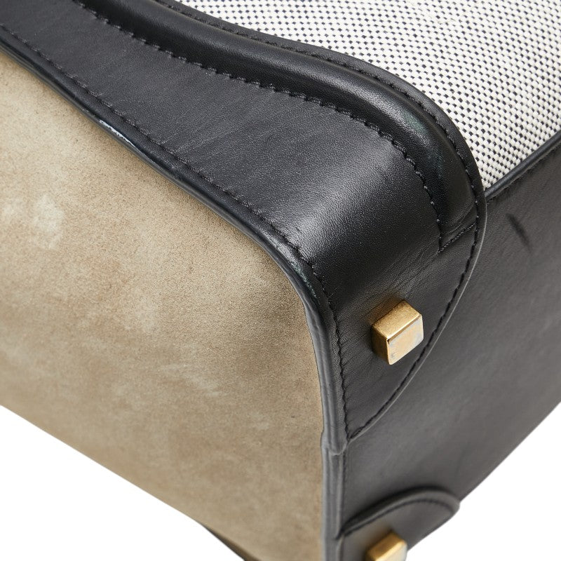 Celine Leather Canvas Suede Luggage Mini Shopper Handbag
