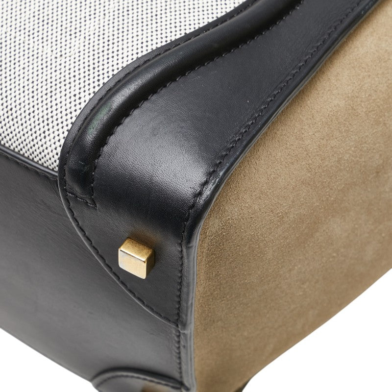 Celine Leather Canvas Suede Luggage Mini Shopper Handbag