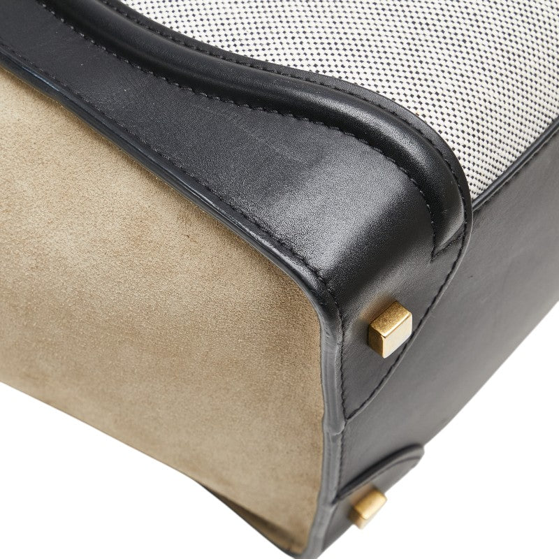 Celine Leather Canvas Suede Luggage Mini Shopper Handbag