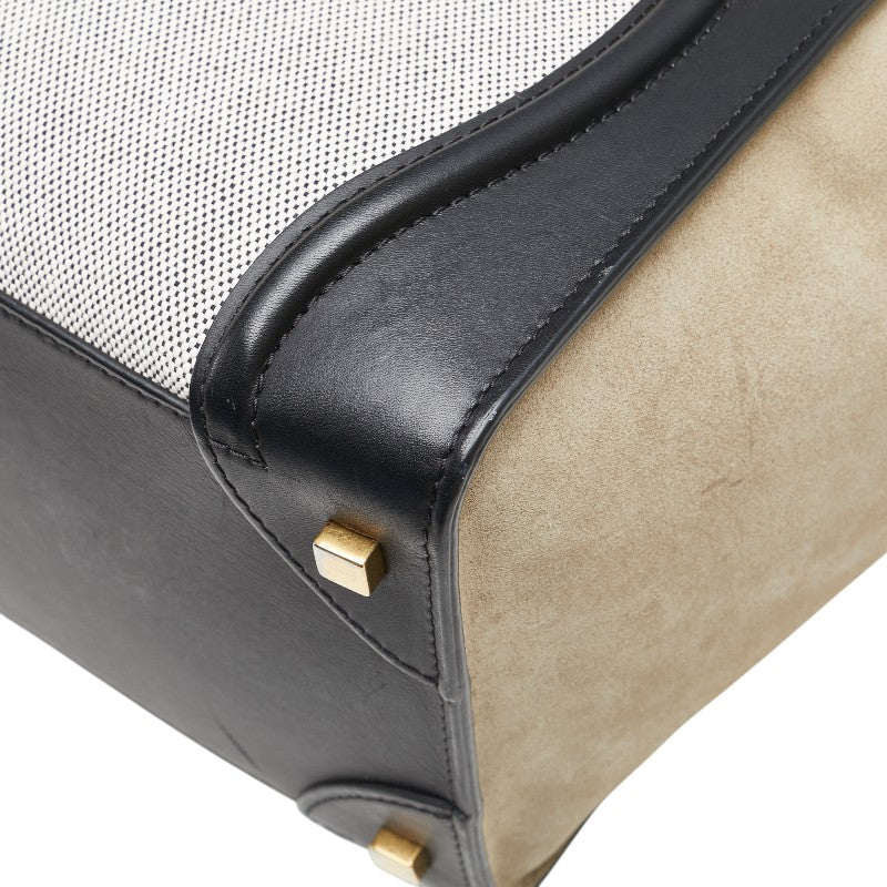 Celine Leather Canvas Suede Luggage Mini Shopper Handbag