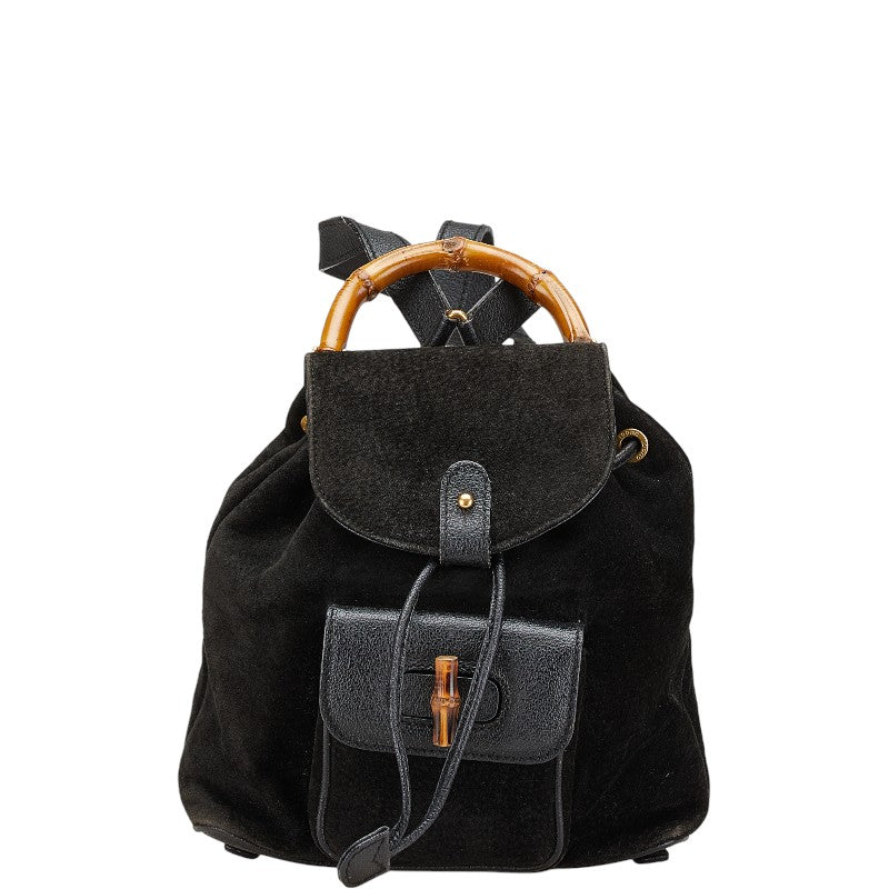 Gucci Leather Suede Bamboo Backpack 00320580030