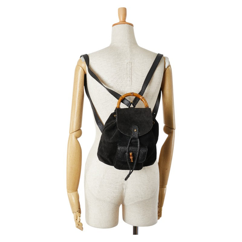 Gucci Leather Suede Bamboo Backpack 00320580030