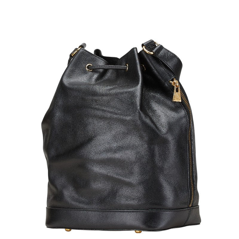 Celine Black Leather Drawstring Shoulder Bag