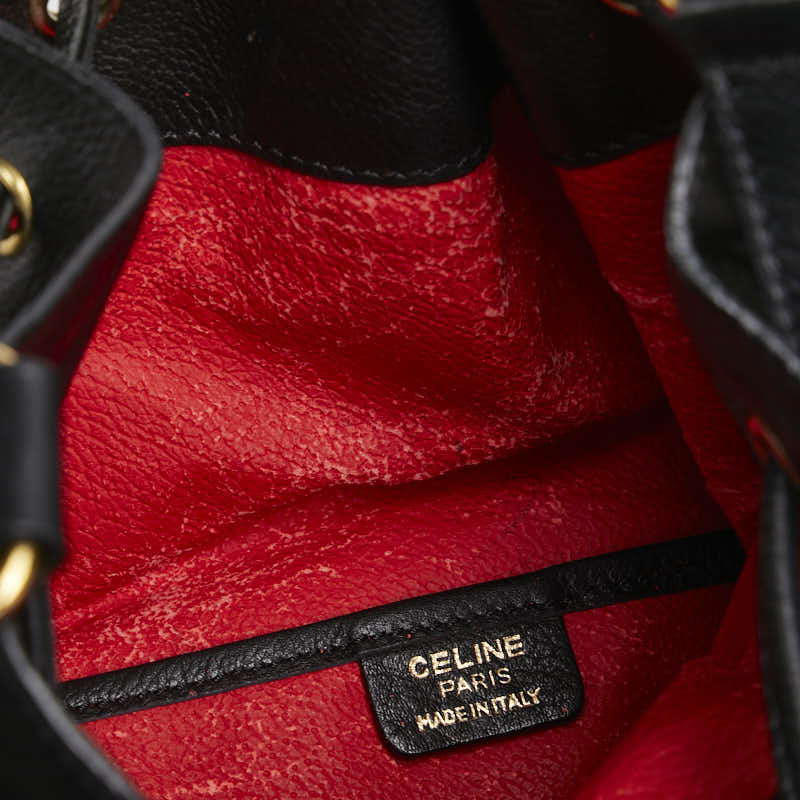 Celine Black Leather Drawstring Shoulder Bag
