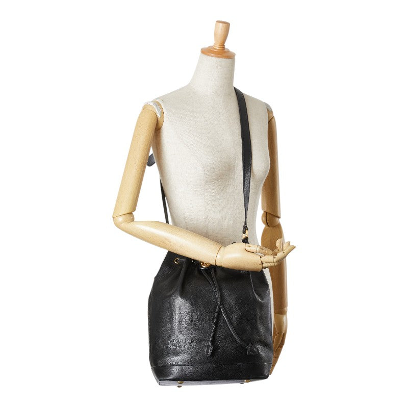 Celine Black Leather Drawstring Shoulder Bag