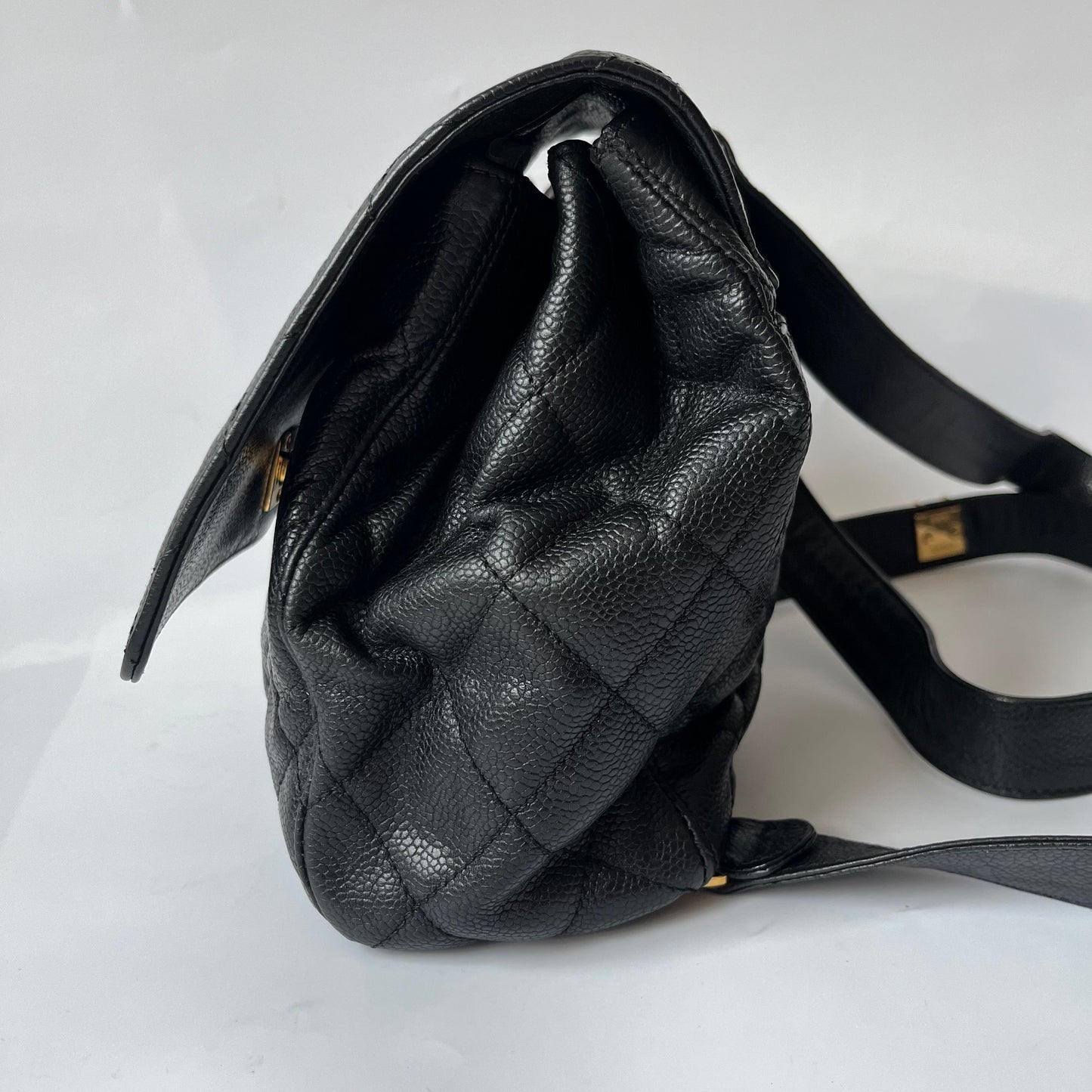 Chanel Vintage Duma Backpack Black Caviar Leather Gold Hardware, 1996-97