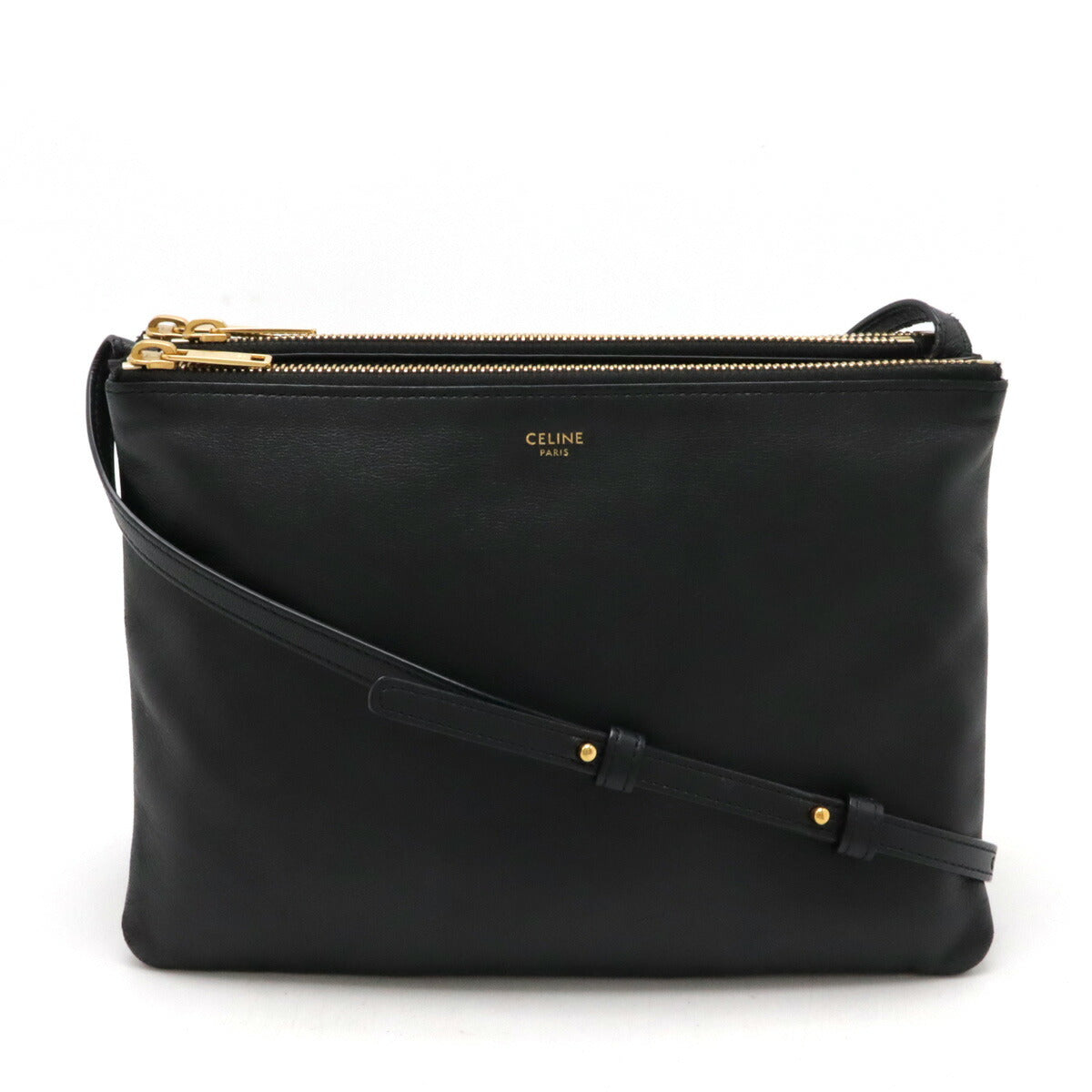 Celine Trio Large Lambskin Shoulder Bag Black