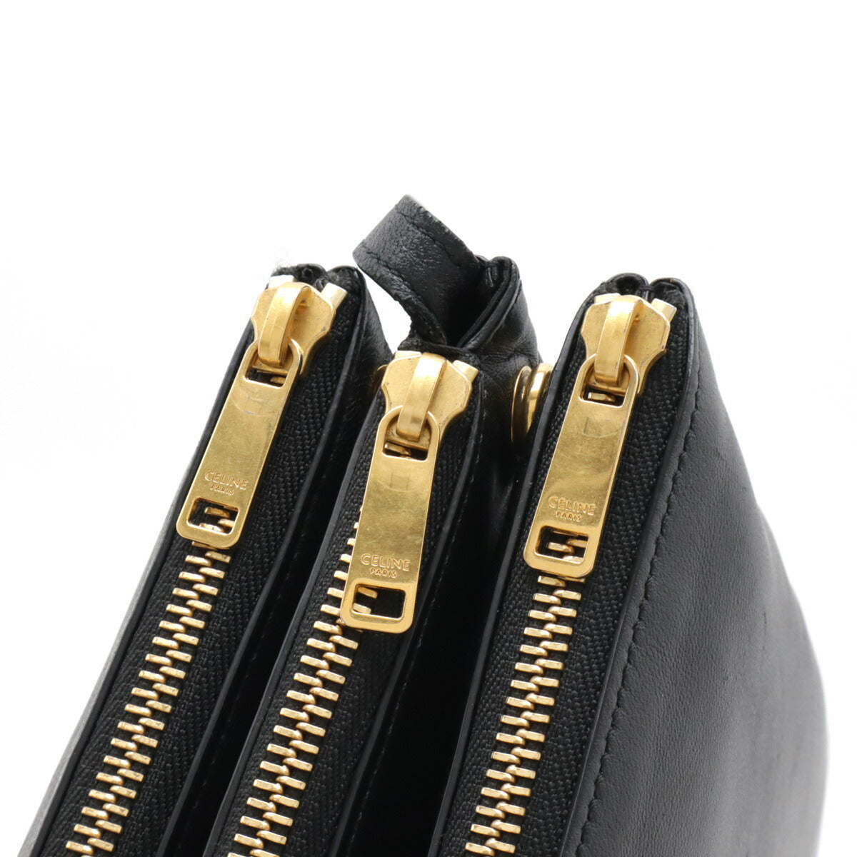 Celine Trio Large Lambskin Shoulder Bag Black