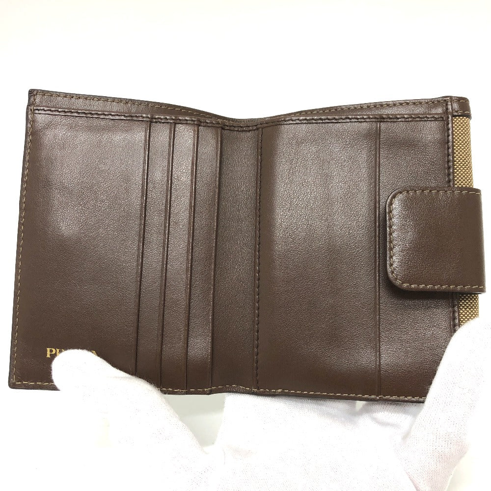 PRADA Trifold wallet 1MH523 Jacquard Brown ribbon logo Women Used