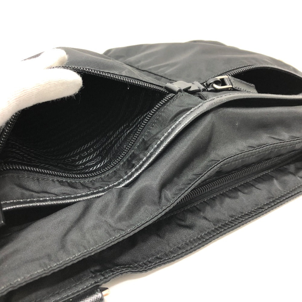 PRADA Shoulder Bag Nylon black Triangle With logo unisex(Unisex) Used