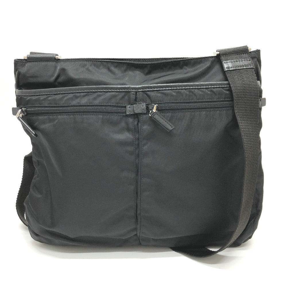 PRADA Shoulder Bag Nylon black Triangle With logo unisex(Unisex) Used
