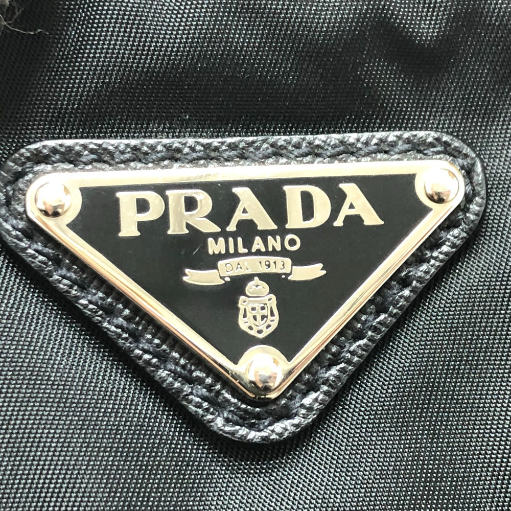 PRADA Shoulder Bag Nylon black Triangle With logo unisex(Unisex) Used
