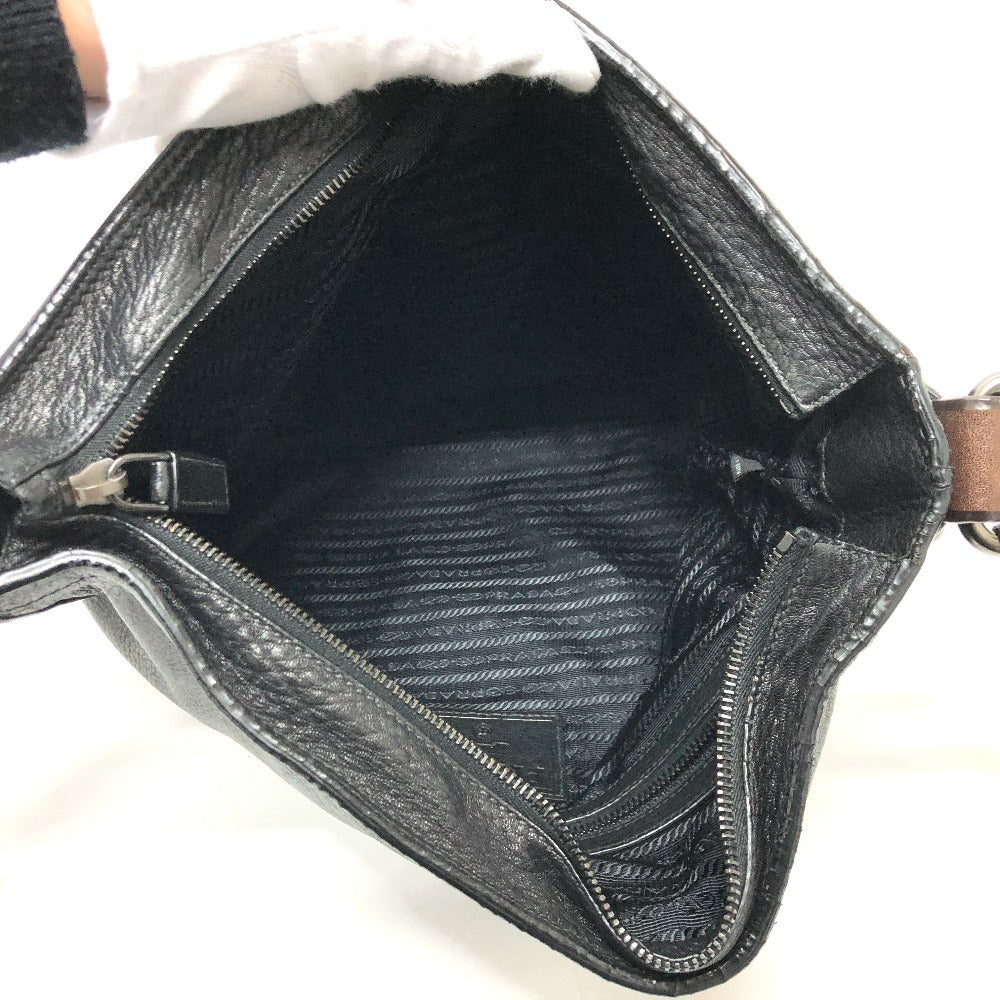 PRADA Shoulder Bag VA0802 leather black Front pocket