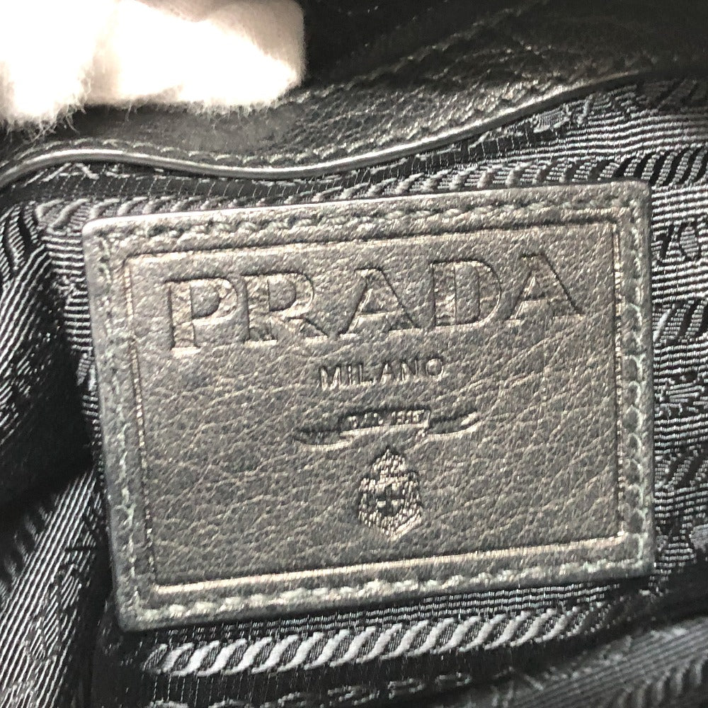 PRADA Shoulder Bag VA0802 leather black Front pocket