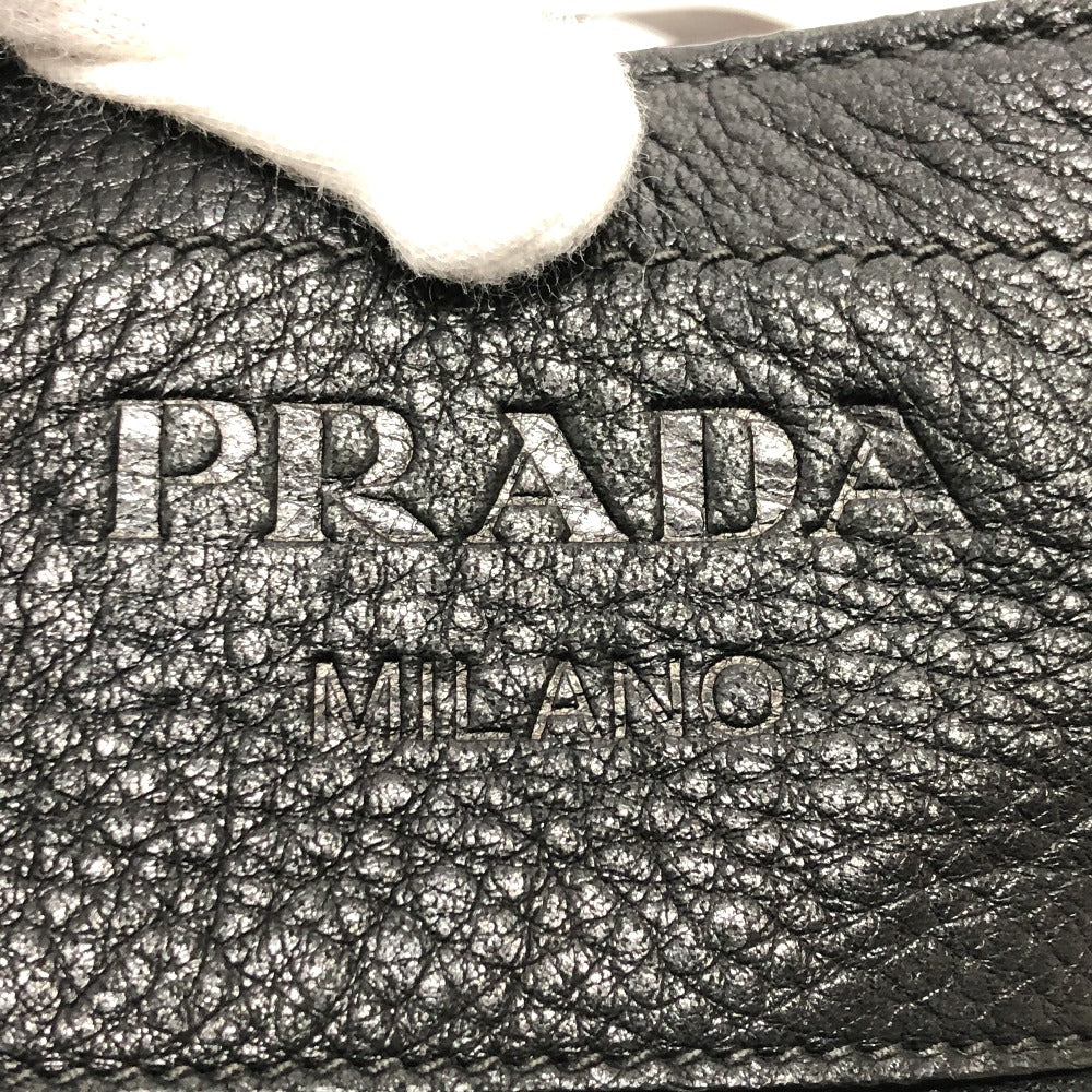 PRADA Shoulder Bag VA0802 leather black Front pocket