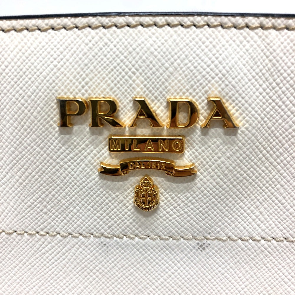 PRADA Shoulder Bag 1BH104 Safiano leather White / black logo Women Used