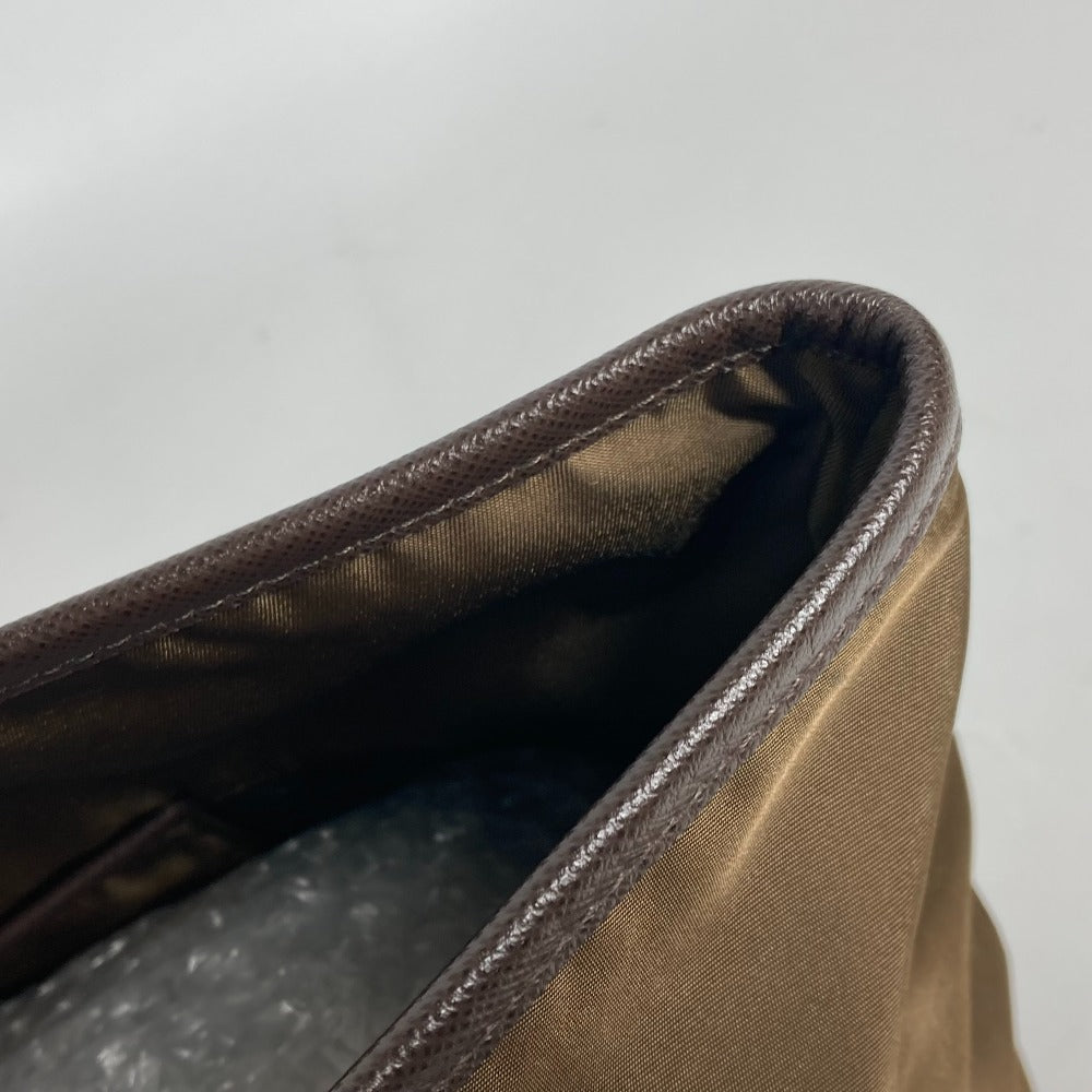 PRADA Tote Bag Nylon, Velour khaki Shoulder Bag logo Tessuto Women Used