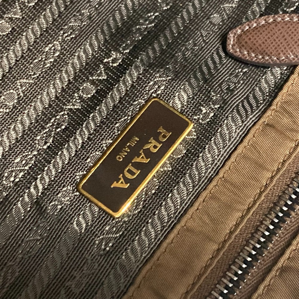 PRADA Tote Bag Nylon, Velour khaki Shoulder Bag logo Tessuto Women Used