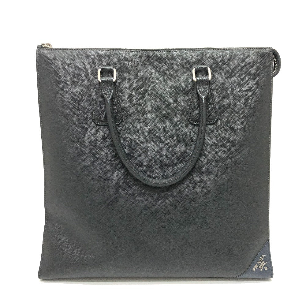 PRADA Tote Bag 2VG079 Safiano leather black logo business mens Used
