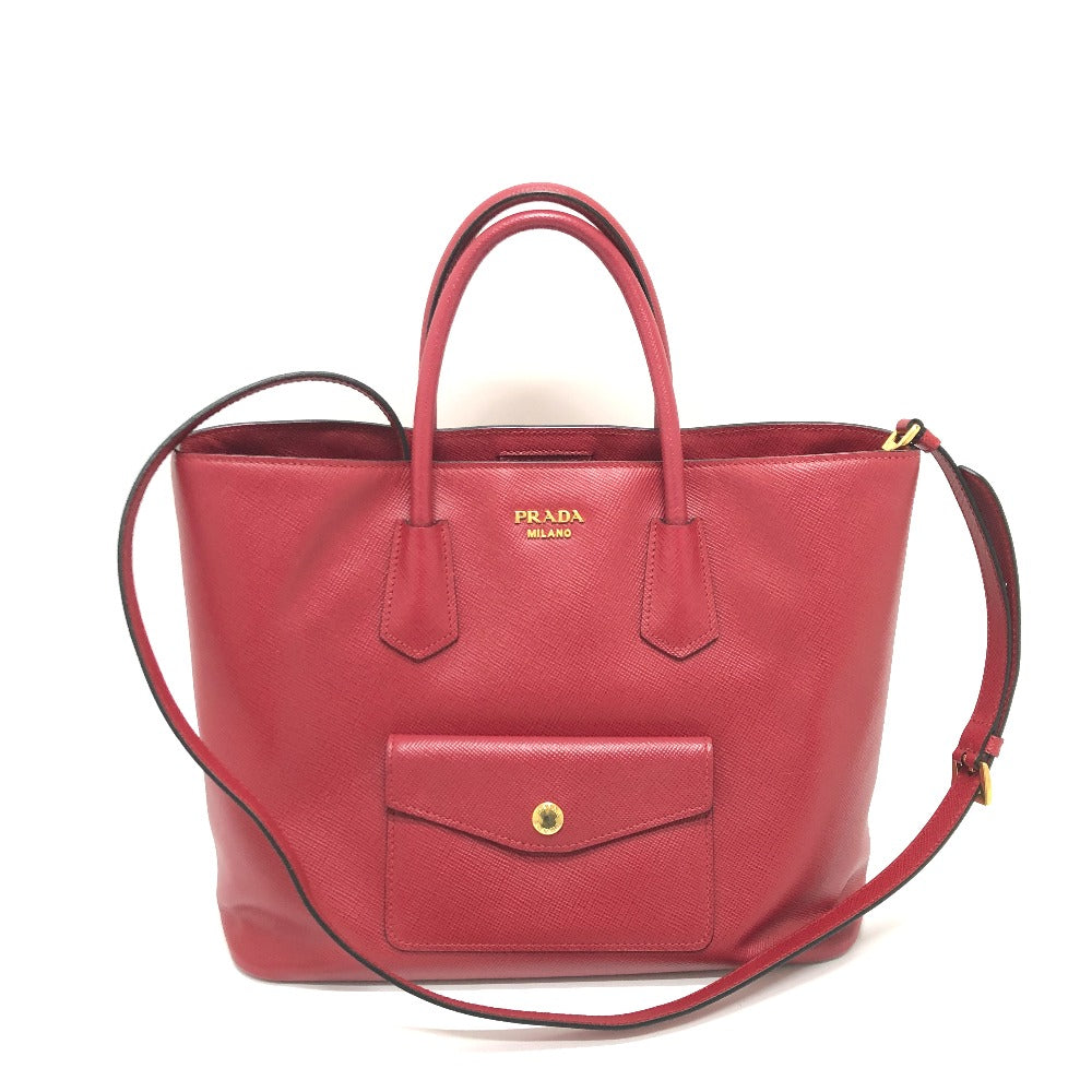 PRADA Handbag BN2729 Safiano leather Red Front pocket Women Used