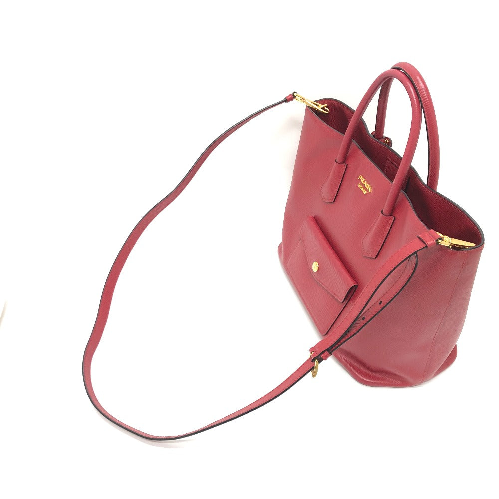 PRADA Handbag BN2729 Safiano leather Red Front pocket Women Used