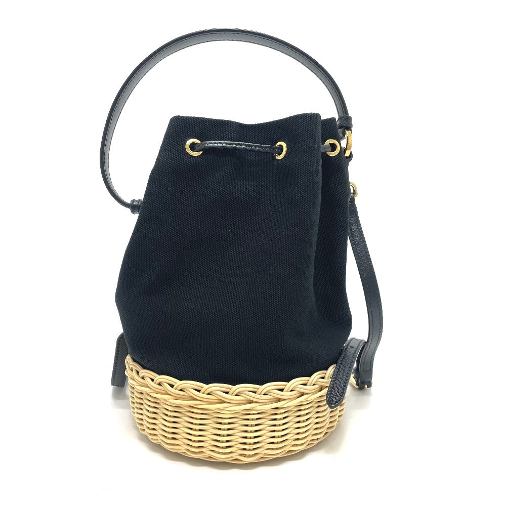 PRADA Handbag 1BE040 Canvas / leather black Triangle logo Basket bag Women Used