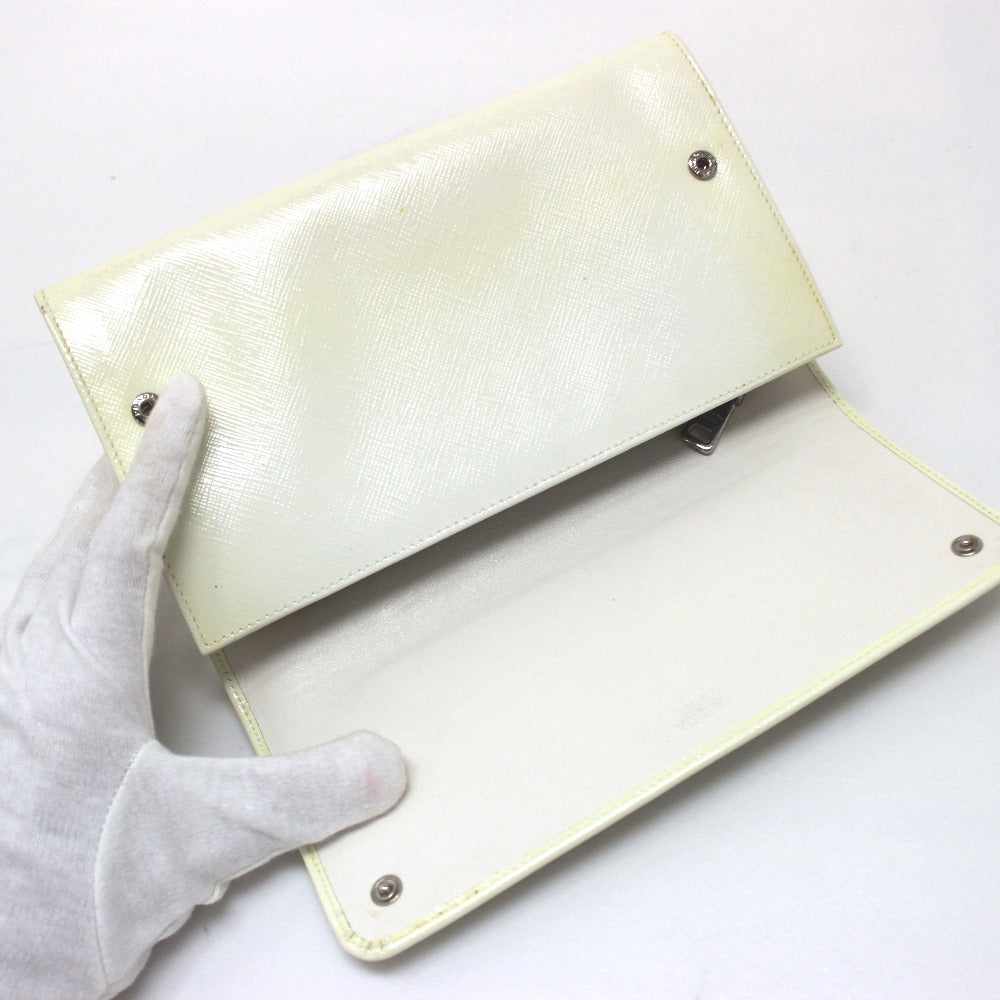 PRADA Long Wallet Purse leather white Wallet bag Studs Women Used
