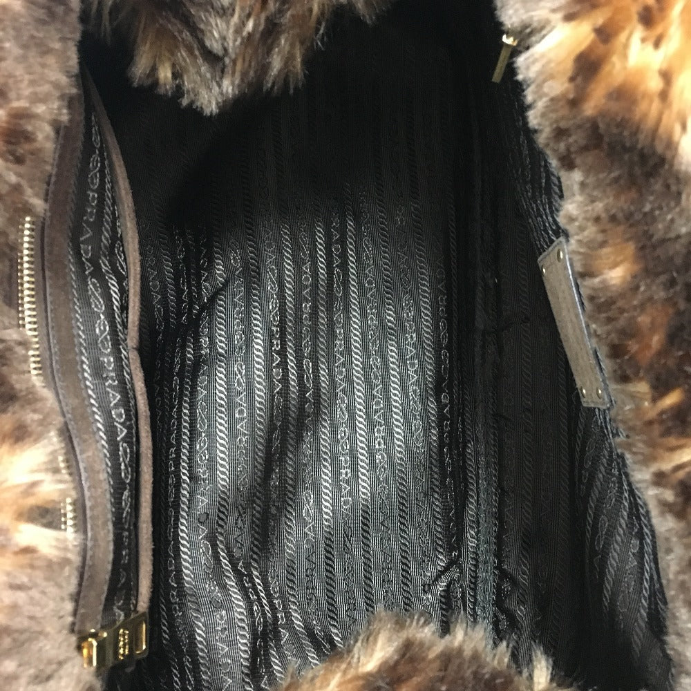 PRADA Tote Bag BN2182 Denim / fake fur / suede blue Fur with bag Canapa Women Used
