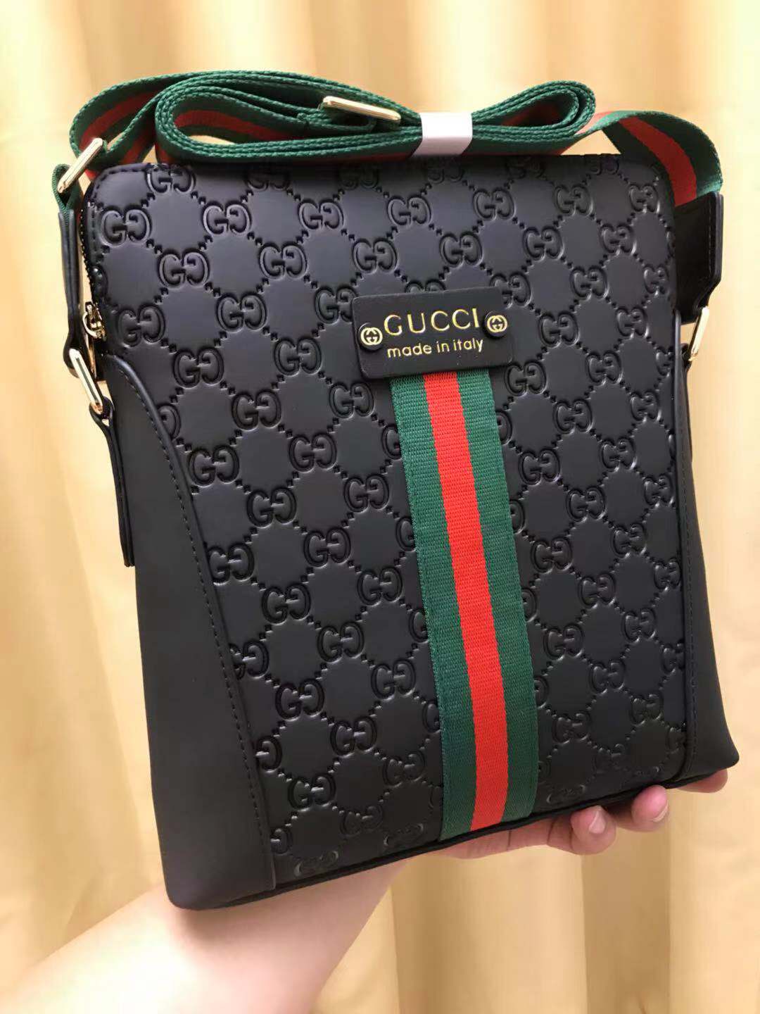 GG CROSSBODY BLACK RED LEATHER